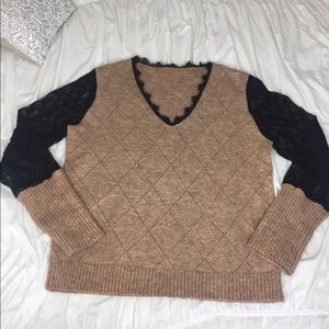 New XL V-Neck Sweater w/ lace sleeves